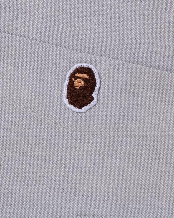אפור A Bathing Ape 644LV329 גברים חולצה בכושר רגוע של אוקספורד