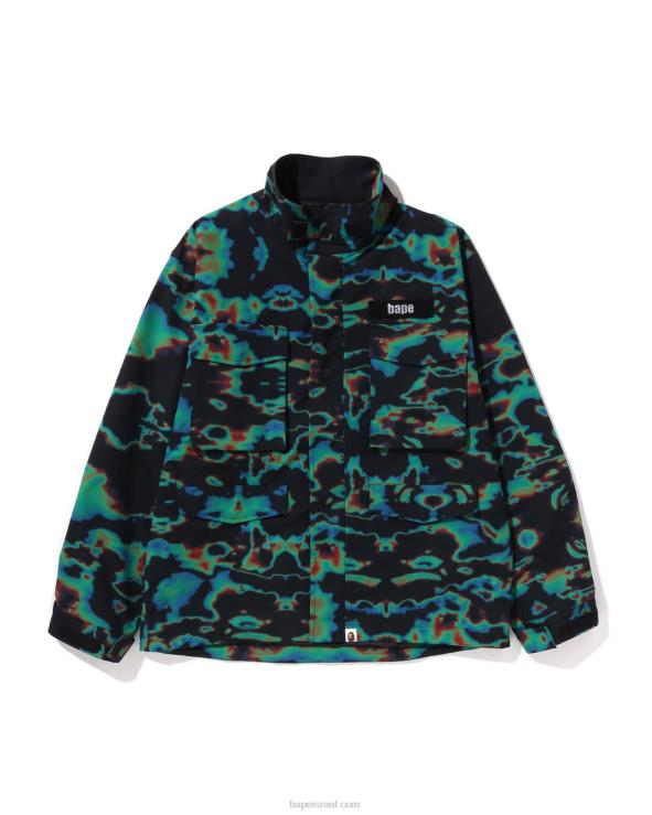 שָׁחוֹר A Bathing Ape 644LV332 גברים ז'קט m-65 בהתאמה רופפת תרמוגרפיה