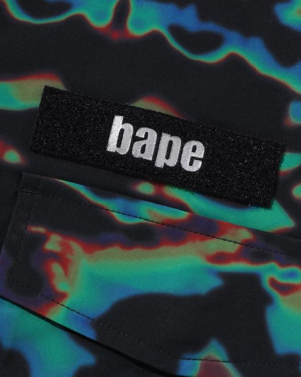 שָׁחוֹר A Bathing Ape 644LV332 גברים ז'קט m-65 בהתאמה רופפת תרמוגרפיה