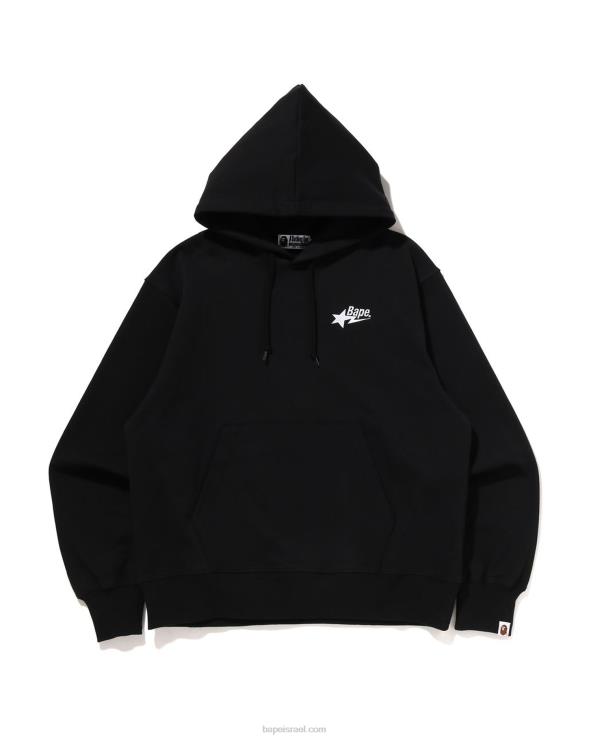שָׁחוֹר A Bathing Ape 644LV333 גברים קפוצ'ון סוודר עם לוגו בכושר נינוח