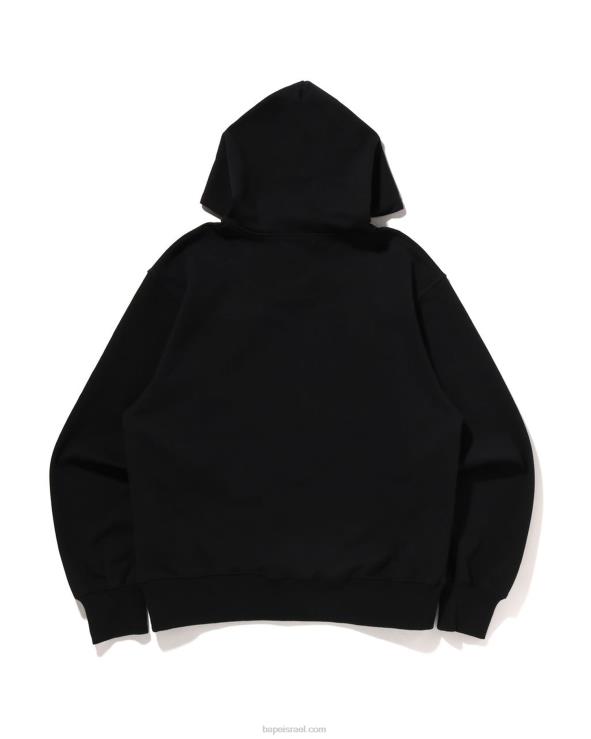 שָׁחוֹר A Bathing Ape 644LV333 גברים קפוצ'ון סוודר עם לוגו בכושר נינוח