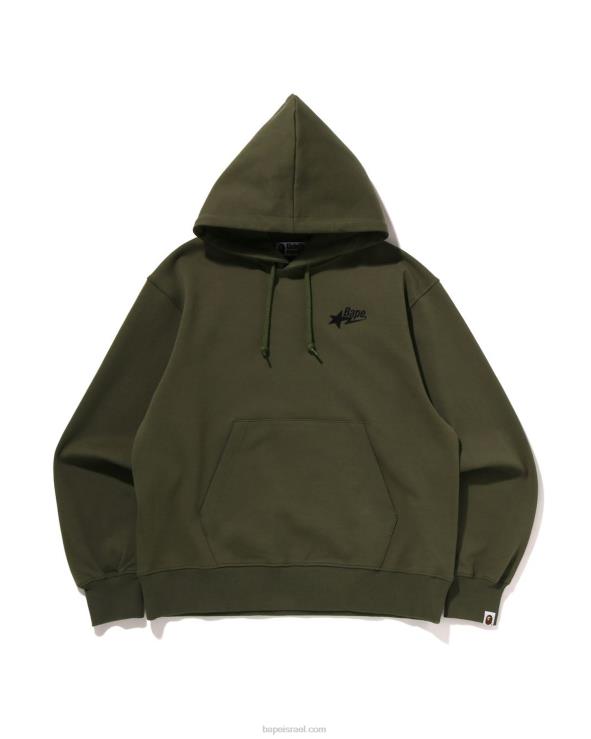 צבא ירוק A Bathing Ape 644LV334 גברים קפוצ'ון סוודר עם לוגו בכושר נינוח