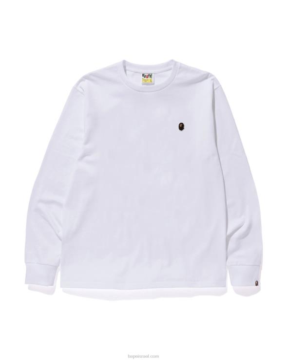 לבן A Bathing Ape 644LV341 גברים ראש טי נקודה אחת