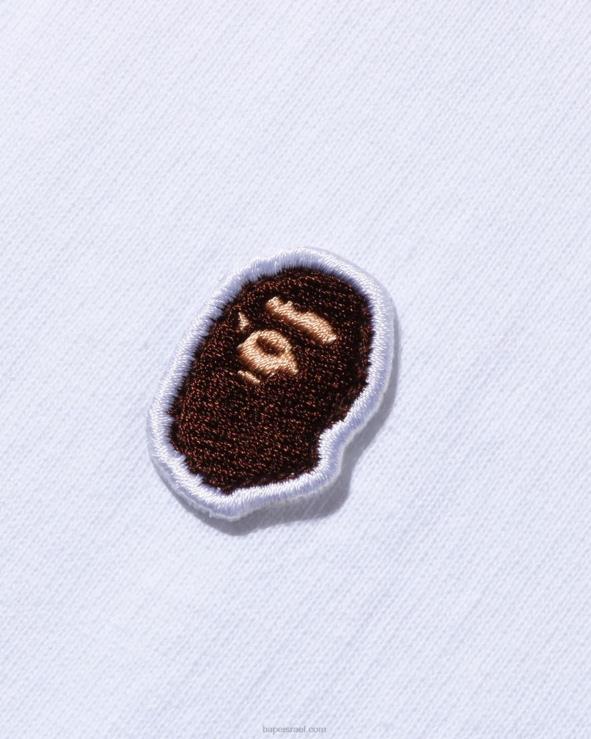 לבן A Bathing Ape 644LV341 גברים ראש טי נקודה אחת