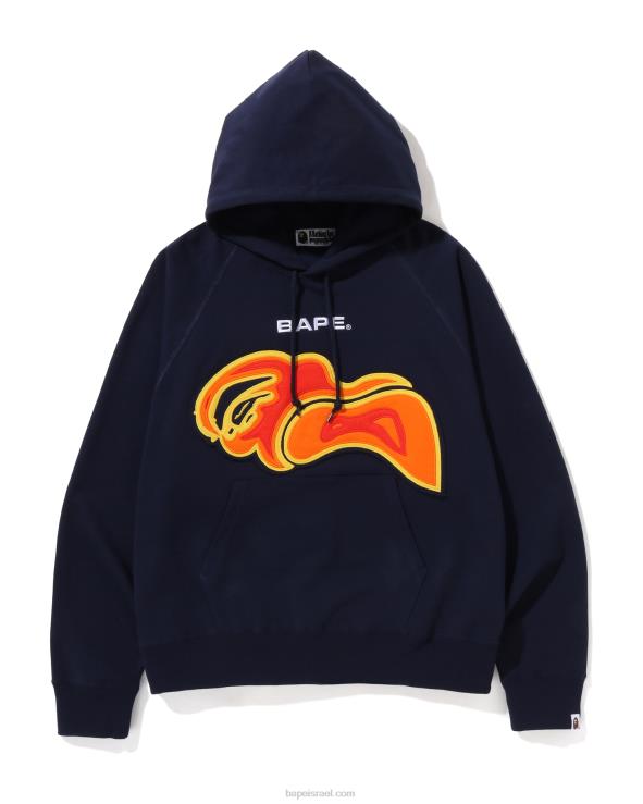 כחול כהה A Bathing Ape 644LV343 גברים חיתוך abc camo thermography סוודר בכושר רגוע