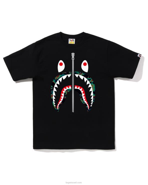 שָׁחוֹר A Bathing Ape 644LV345 גברים טי כריש תרמוגרפיה