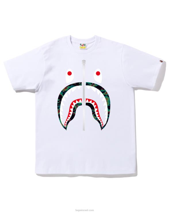 לבן A Bathing Ape 644LV346 גברים טי כריש תרמוגרפיה