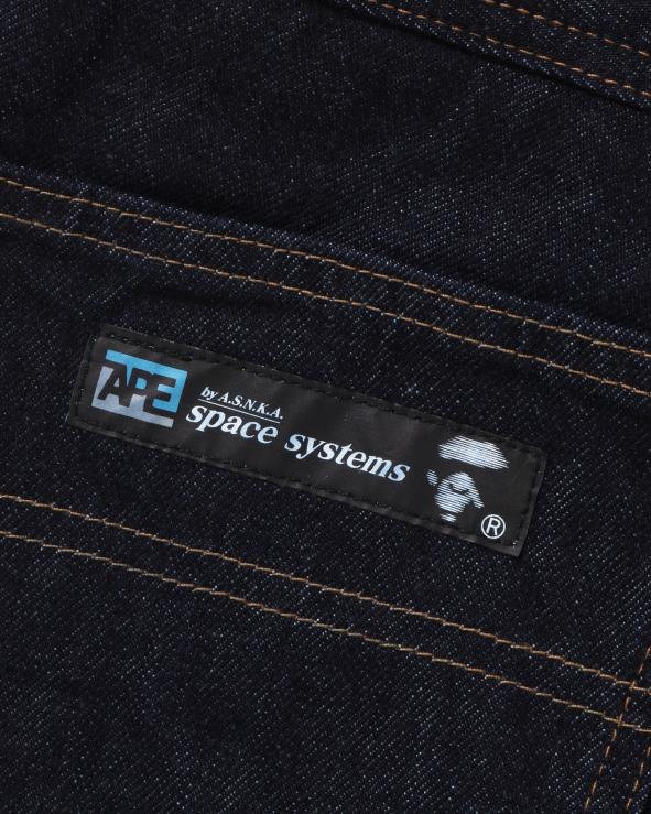 דֵנִים A Bathing Ape 644LV347 גברים מכנסי ג'ינס בגזרה רופפת עם ברכיים כפולות