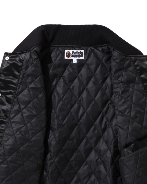 שָׁחוֹר A Bathing Ape 644LV349 גברים מעיל ורסיטי ניילון בגזרה רגועה