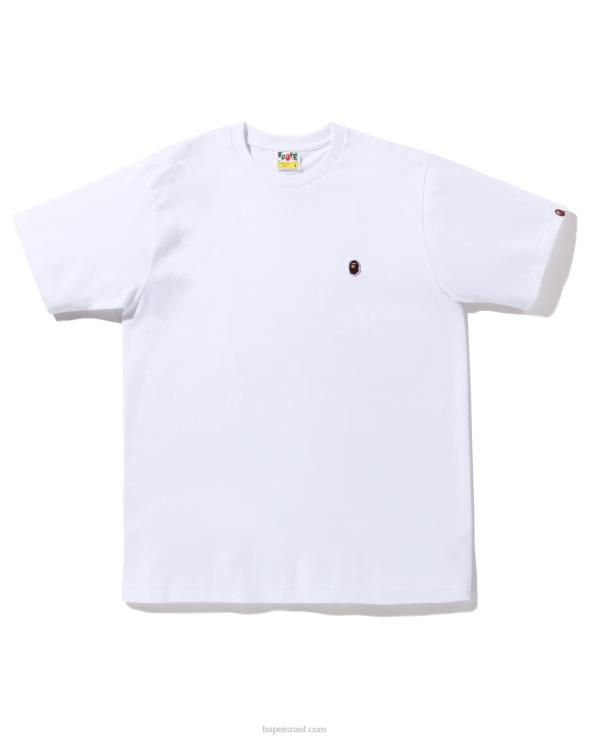 לבן A Bathing Ape 644LV35 גברים ראש טי נקודה אחת