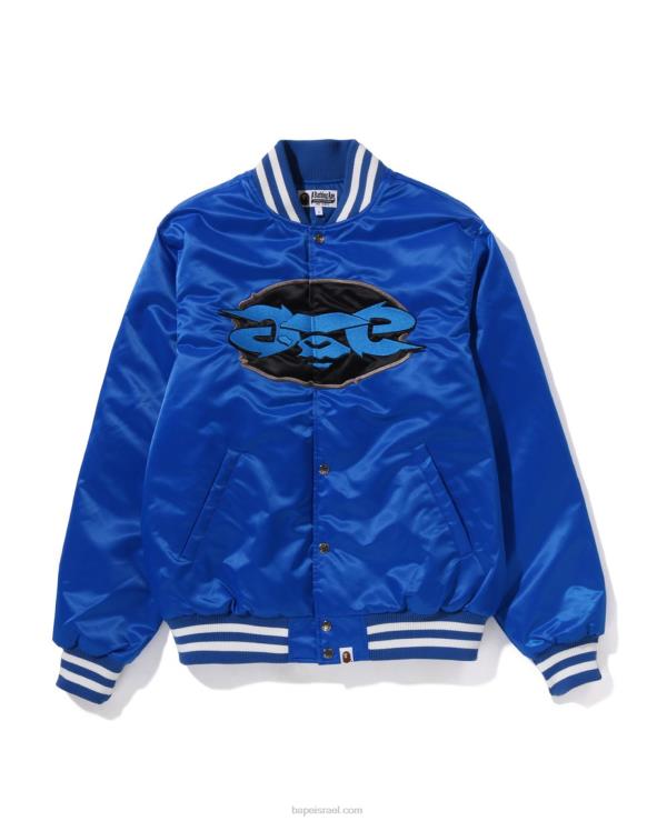 כְּחוֹל A Bathing Ape 644LV350 גברים מעיל ורסיטי ניילון בגזרה רגועה