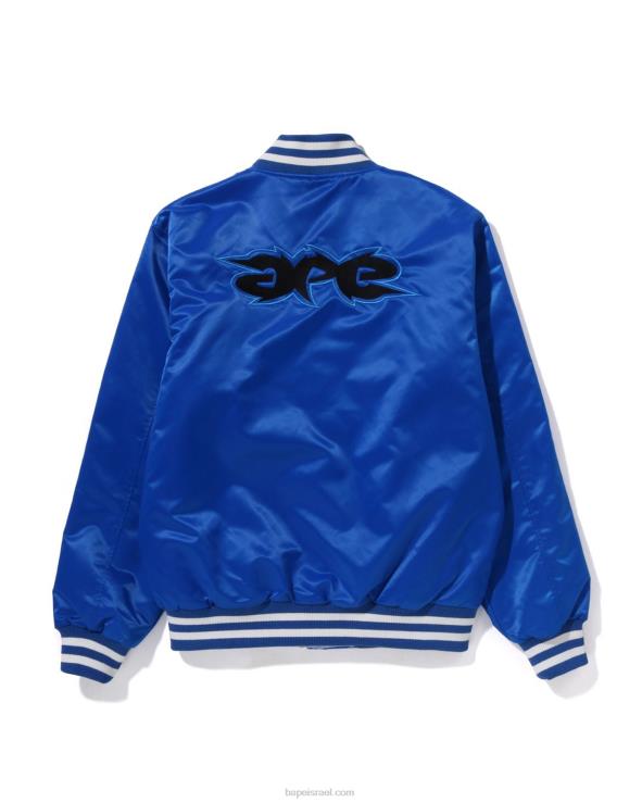 כְּחוֹל A Bathing Ape 644LV350 גברים מעיל ורסיטי ניילון בגזרה רגועה