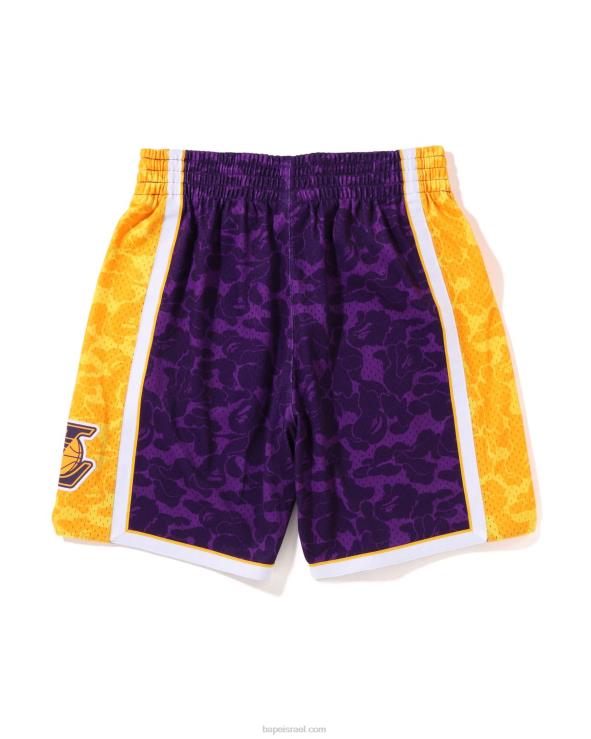סָגוֹל A Bathing Ape 644LV361 גברים מכנס ג'רזי קצר של x m&n לוס אנג'לס לייקרס