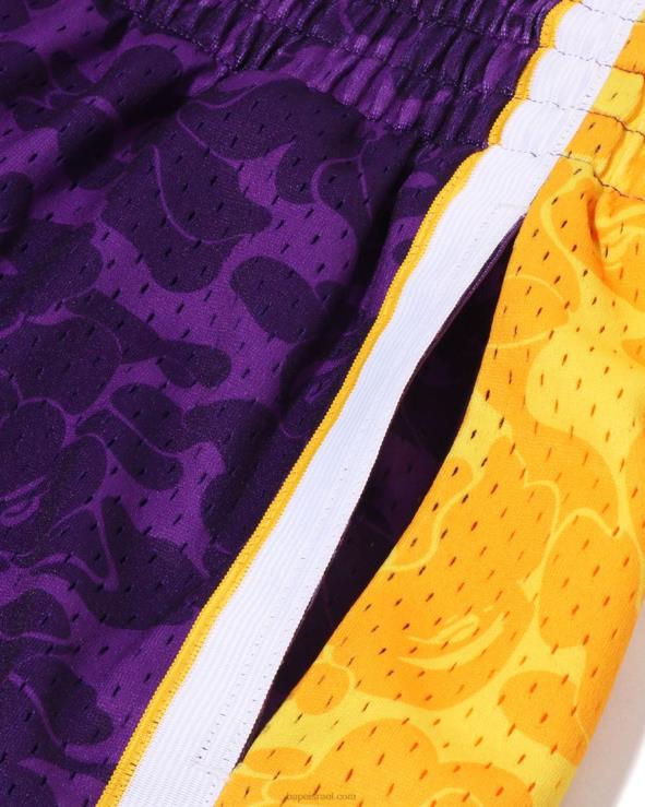 סָגוֹל A Bathing Ape 644LV361 גברים מכנס ג'רזי קצר של x m&n לוס אנג'לס לייקרס