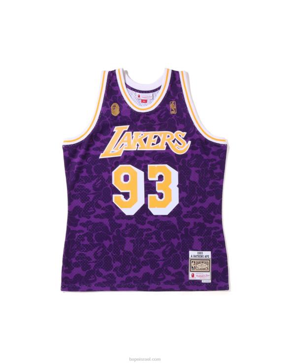 סָגוֹל A Bathing Ape 644LV368 גברים x m&n לוס אנג'לס לייקרס גופיית ג'רזי
