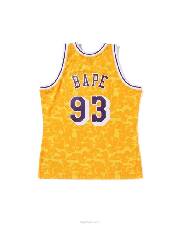 צהוב A Bathing Ape 644LV369 גברים x m&n לוס אנג'לס לייקרס גופיית ג'רזי