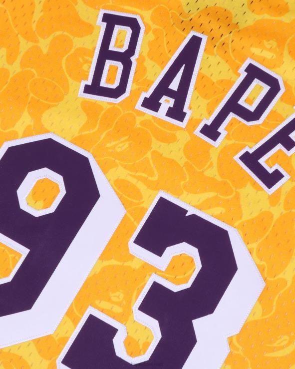צהוב A Bathing Ape 644LV369 גברים x m&n לוס אנג'לס לייקרס גופיית ג'רזי