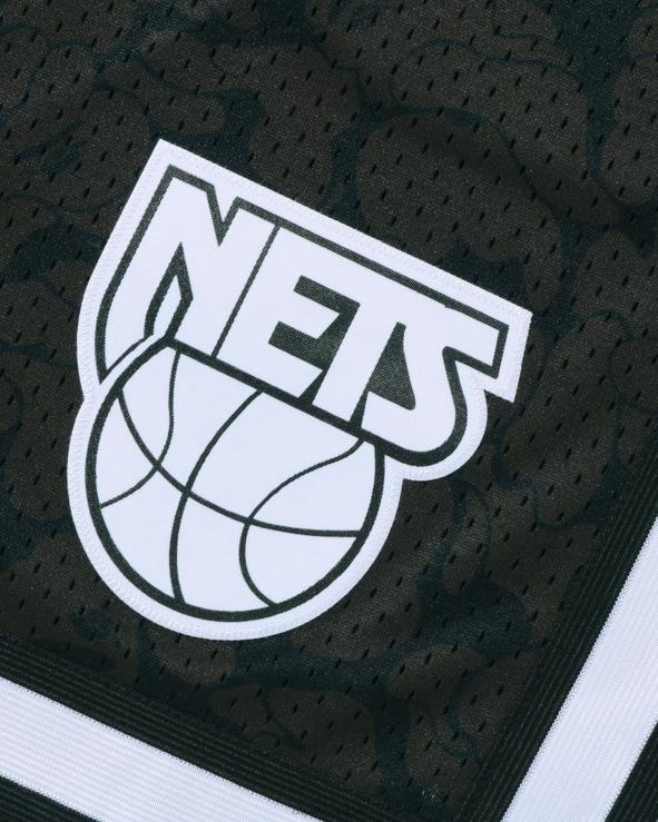 שָׁחוֹר A Bathing Ape 644LV372 גברים מכנסי ג'רזי קצרים של x m&n brooklyn nets