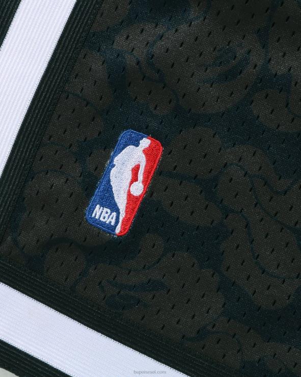 שָׁחוֹר A Bathing Ape 644LV372 גברים מכנסי ג'רזי קצרים של x m&n brooklyn nets