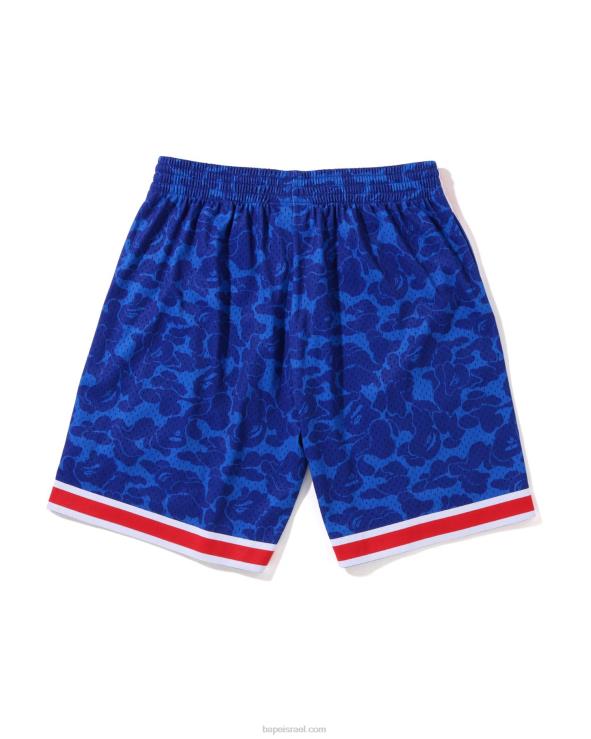 כְּחוֹל A Bathing Ape 644LV373 גברים מכנסי ג'רזי קצרים של x m&n brooklyn nets