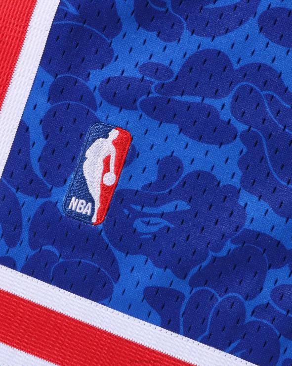 כְּחוֹל A Bathing Ape 644LV373 גברים מכנסי ג'רזי קצרים של x m&n brooklyn nets