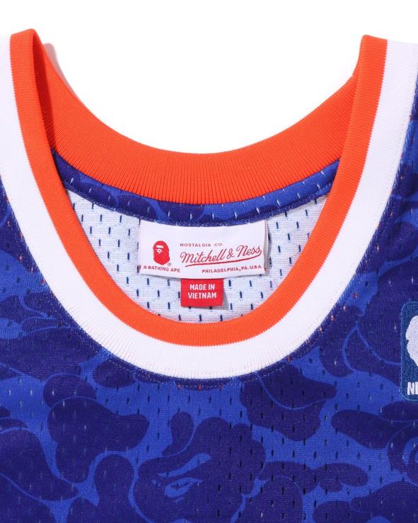 כְּחוֹל A Bathing Ape 644LV374 גברים גופיית x m&n ניו יורק ניקס