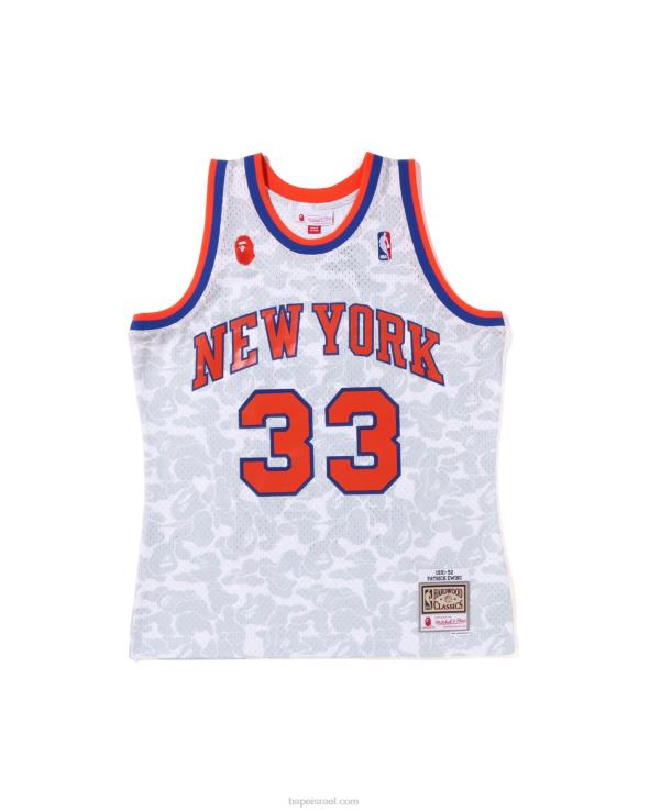 לבן A Bathing Ape 644LV375 גברים גופיית x m&n ניו יורק ניקס