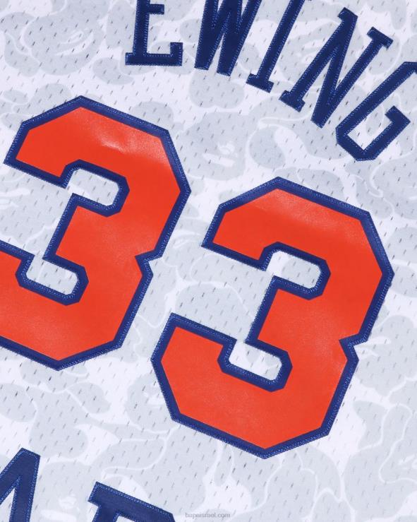 לבן A Bathing Ape 644LV375 גברים גופיית x m&n ניו יורק ניקס