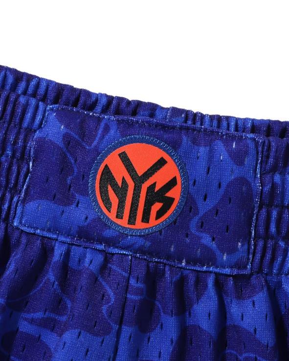 כְּחוֹל A Bathing Ape 644LV376 גברים מכנס ג'רזי קצר של x m&n ניו יורק ניקס