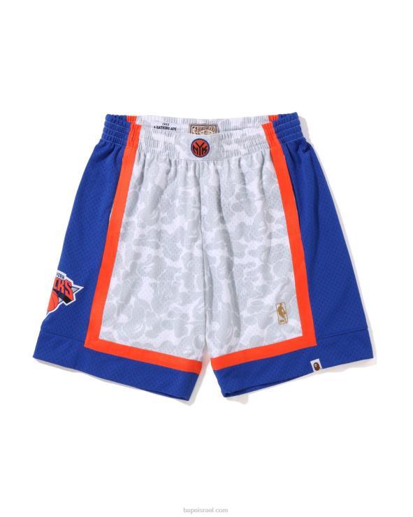 לבן A Bathing Ape 644LV377 גברים מכנס ג'רזי קצר של x m&n ניו יורק ניקס