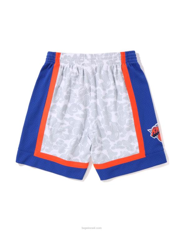 לבן A Bathing Ape 644LV377 גברים מכנס ג'רזי קצר של x m&n ניו יורק ניקס