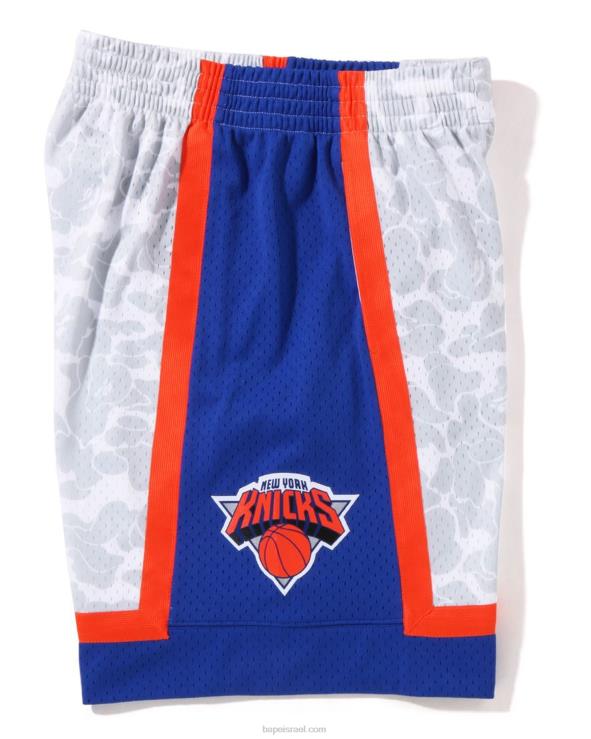 לבן A Bathing Ape 644LV377 גברים מכנס ג'רזי קצר של x m&n ניו יורק ניקס
