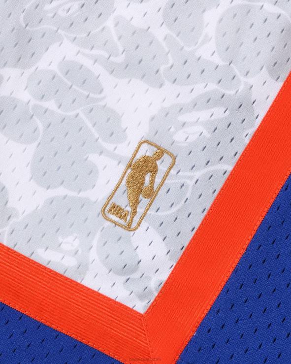 לבן A Bathing Ape 644LV377 גברים מכנס ג'רזי קצר של x m&n ניו יורק ניקס