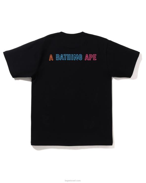 שָׁחוֹר A Bathing Ape 644LV378 גברים טי גולגולת מקסיקני ניאון ליל כל הקדושים