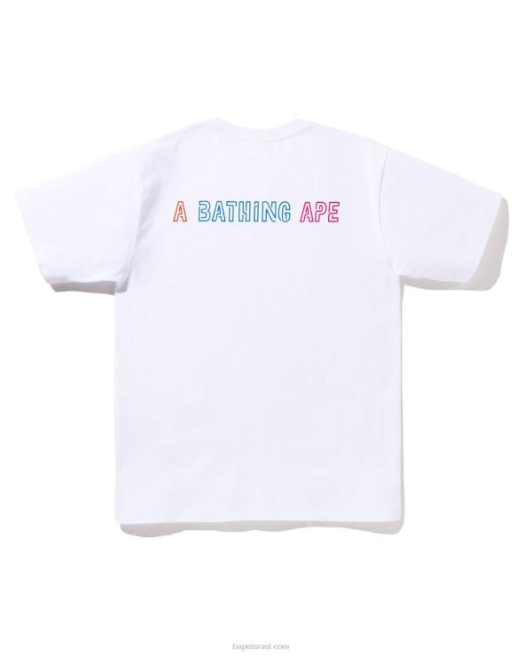 לבן A Bathing Ape 644LV379 גברים טי גולגולת מקסיקני ניאון ליל כל הקדושים