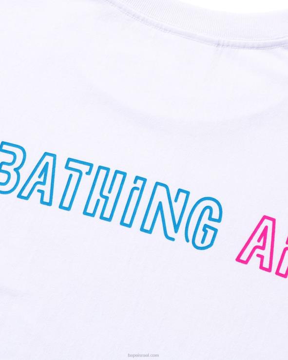 לבן A Bathing Ape 644LV379 גברים טי גולגולת מקסיקני ניאון ליל כל הקדושים