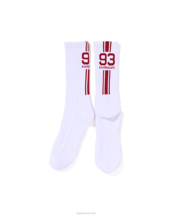 לבן A Bathing Ape 644LV387 גברים גרבי ספורט
