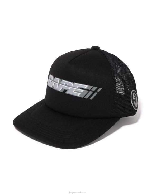 שָׁחוֹר A Bathing Ape 644LV388 גברים כובע רשת רייסר