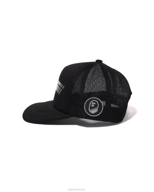 שָׁחוֹר A Bathing Ape 644LV388 גברים כובע רשת רייסר