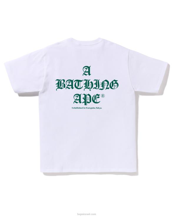 לבן A Bathing Ape 644LV39 גברים טי לוגו