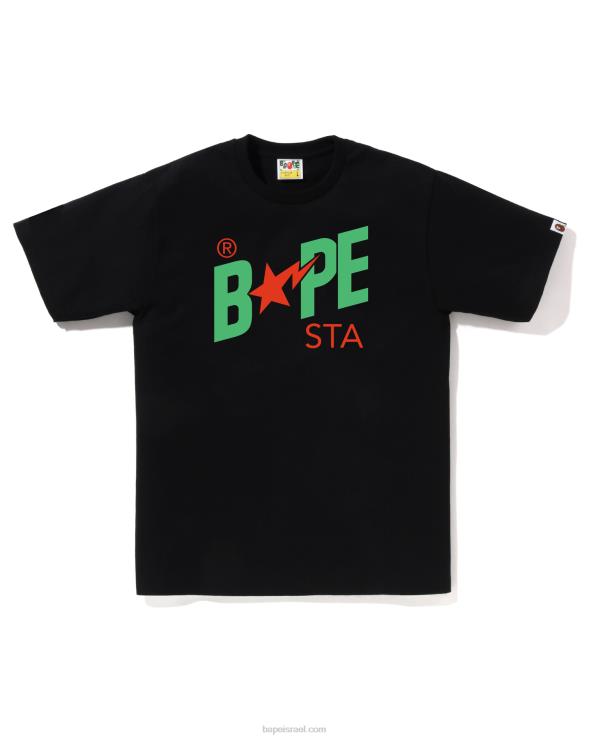 שָׁחוֹר A Bathing Ape 644LV40 גברים חולצת לוגו בצבעים