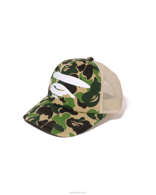 צבא ירוק A Bathing Ape 644LV403 גברים כובע רשת של abc camo face