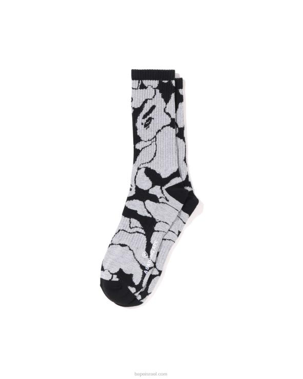שָׁחוֹר A Bathing Ape 644LV407 גברים גרבי קאמו מחזירי אור