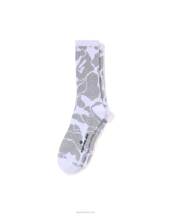 לבן A Bathing Ape 644LV408 גברים גרבי קאמו מחזירי אור