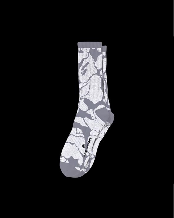 לבן A Bathing Ape 644LV408 גברים גרבי קאמו מחזירי אור
