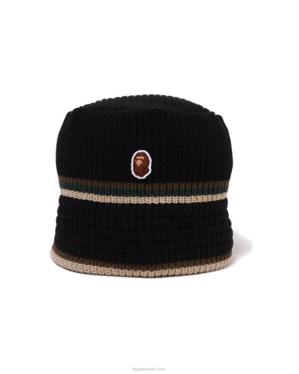 שָׁחוֹר A Bathing Ape 644LV417 גברים ראש כובע מגרסה נקודה אחת