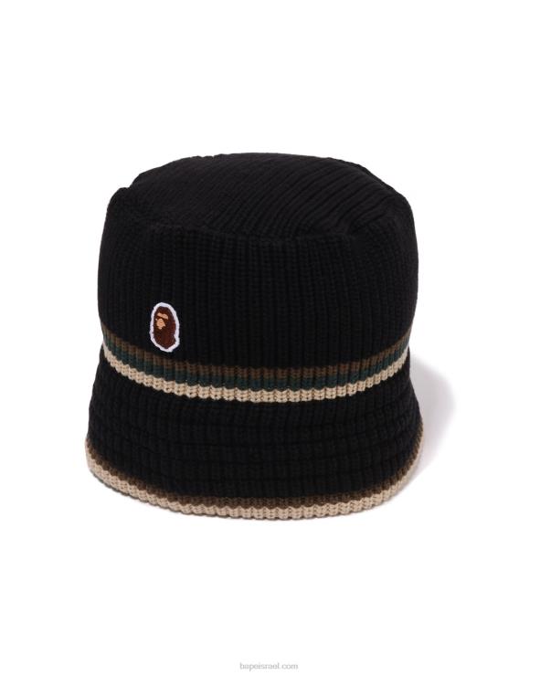 שָׁחוֹר A Bathing Ape 644LV417 גברים ראש כובע מגרסה נקודה אחת
