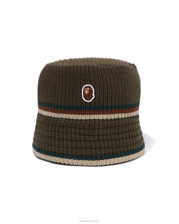 חאקי כהה A Bathing Ape 644LV418 גברים ראש כובע מגרסה נקודה אחת