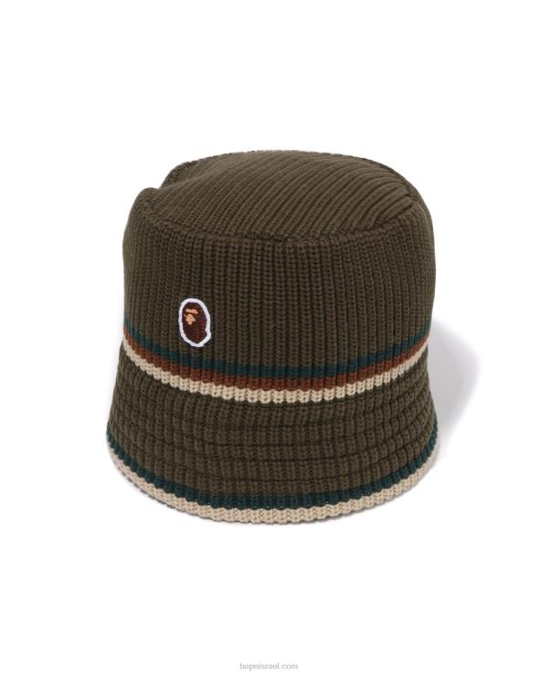 חאקי כהה A Bathing Ape 644LV418 גברים ראש כובע מגרסה נקודה אחת