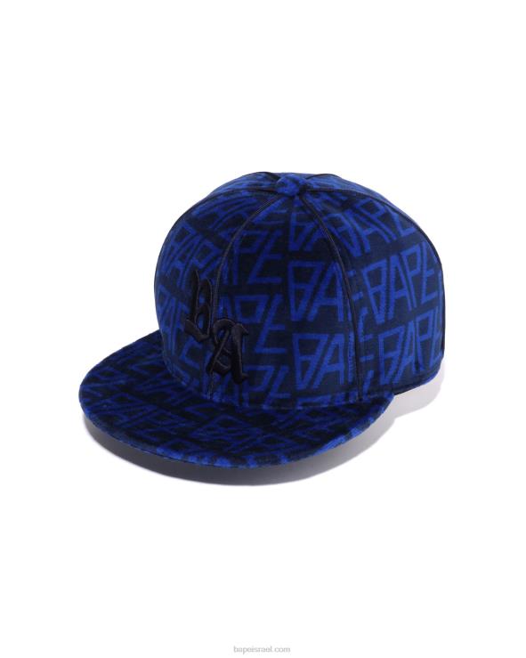 כחול מלכותי A Bathing Ape 644LV420 גברים כובע קטיפה מונוגרמה לוגו